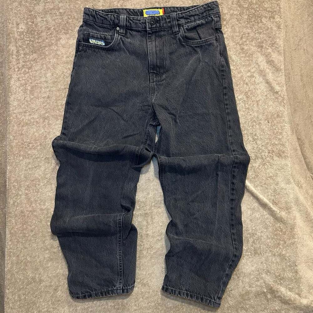 Empyre Men’s Black Wash Denim Drawstring Loose Fit Jeans, Size 27
